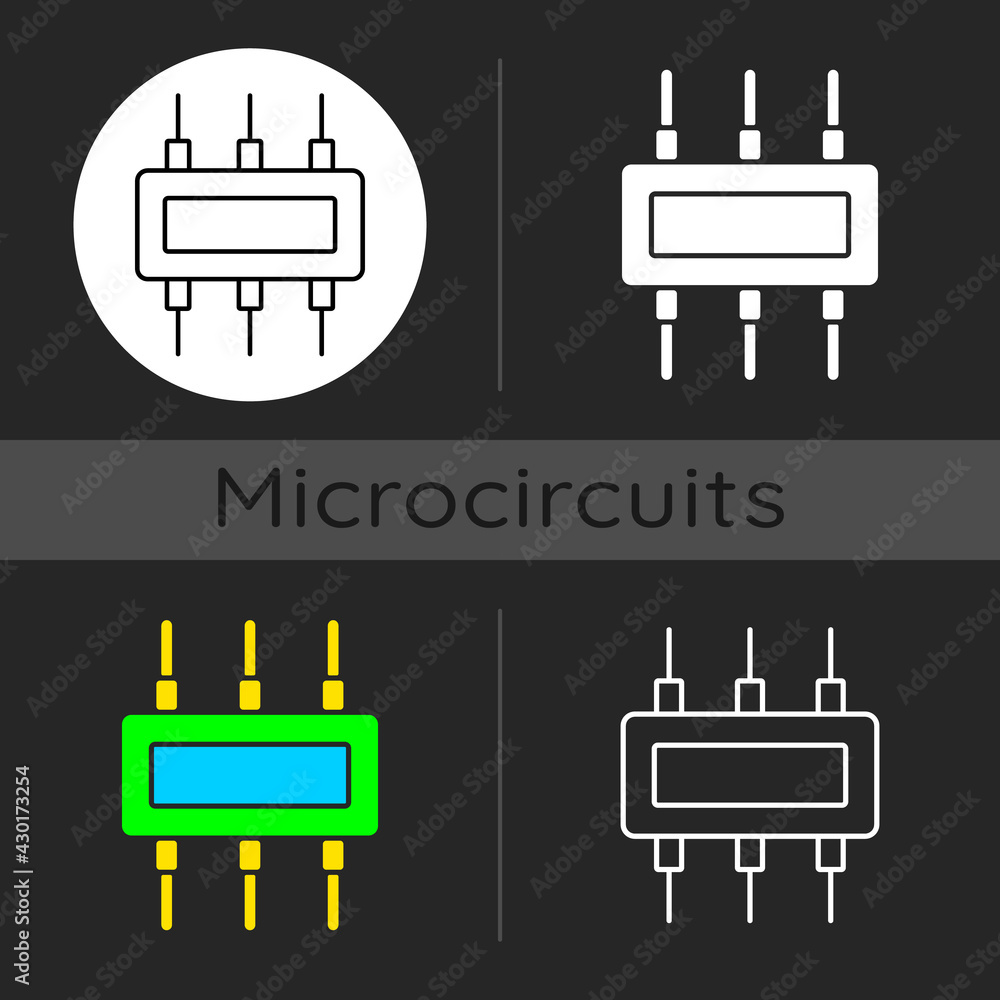 Poster connector dark theme icon. electromechanical device used to join electrical conductors and create el