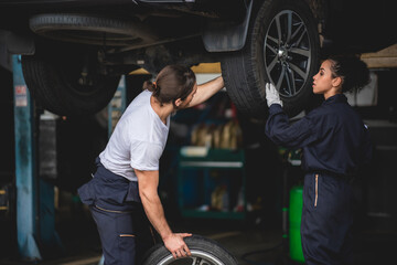 mechanic car service garage center, repairman worker person working for maintenance auto repair the...