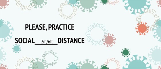 Practice Social Distance Vector Banner. Virus Protection Flat Corona Web Page.
