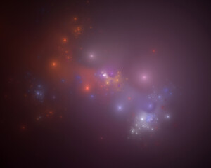 Purple firmament with bright shining stars. Ambient flow. Magical space. Meditative mind. Chakras healing. Infinity of the universe. Artistic digital illustration. Cosmic rhythm.