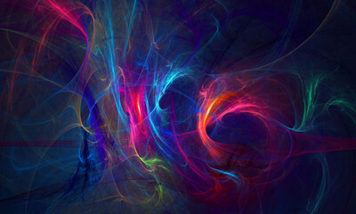 Fictional space energy discharge, lava explosion, plasma or black hole in blue green red colors. Magic, and fantastic poster. Galactic sound rhythm, supernova. Great as overlay, template or backdrop.