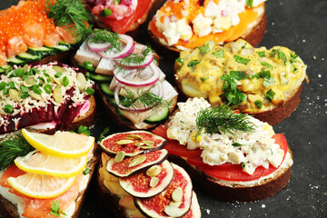 Smorrebrod is a traditional Scandinavian open-faced sandwich