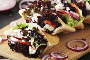 Pocket pitas with chicken salad