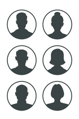 Men and women avatars set. Male and female silhouettes. Profiles abstract people. Unknown or anonymous persons. Vector illustration