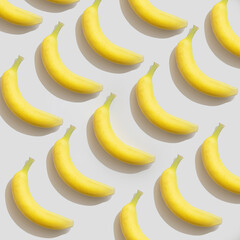 bananas pattern on a white background.lay top view concept