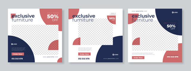 Furniture business social media post template Premium Vector
