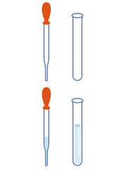 スポイトと試験管のイラスト素材