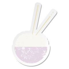 bowl of rice with chopsticks grunge sticker