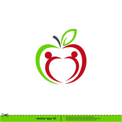 apple and healthy human shape icon vector logo template