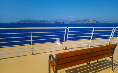 Sunny day on a board of cruise ship