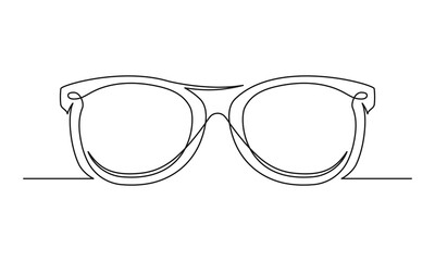 Continuous one line drawing of an vintage glasses. Glasses isolated on a white background. Vector illustration