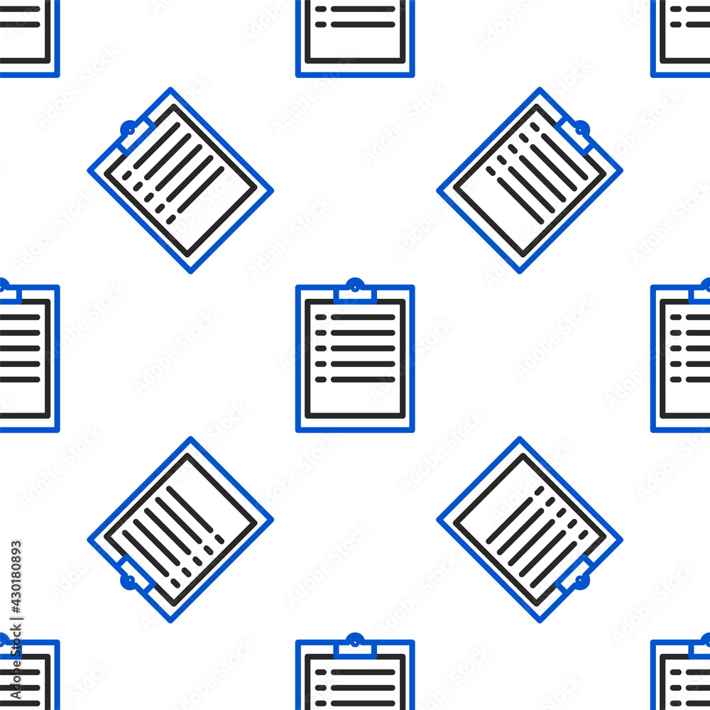Poster line clipboard with checklist icon isolated seamless pattern on white background. colorful outline c