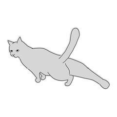 伸びをする猫の全身イラスト