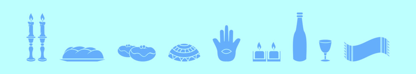 set of jewish holiday cartoon icon design template with various models. vector illustration isolated on blue background