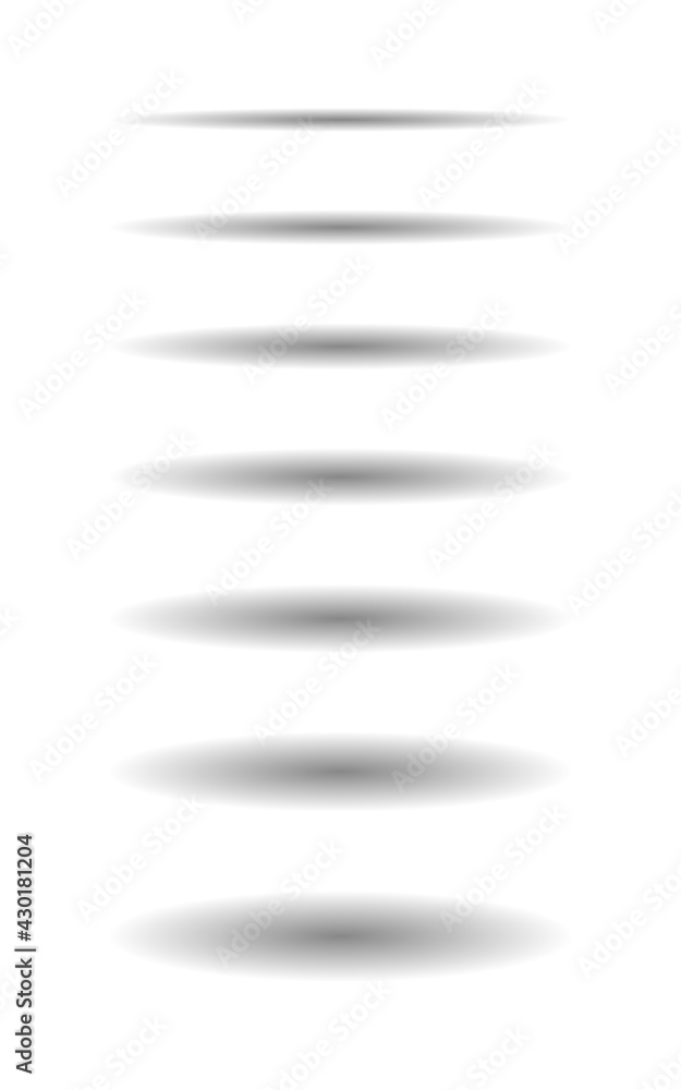 Poster oval shadow. realistic black shadow object isolated on white background. round transparent divider f