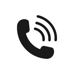 Call icon. Symbol of phone, receiver and contact. Sign of telephone, hotline and talk. Logo for mobile connection, support, service and office. Handset for button. Badge for communication. Vector