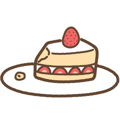 Simple and cute hand drawn strawberry shortcake outlined