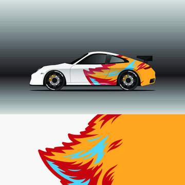 Car wrap decal designs. Abstract racing and sport background for racing livery or daily use car vinyl sticker