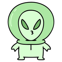 small alien looking thoughtful