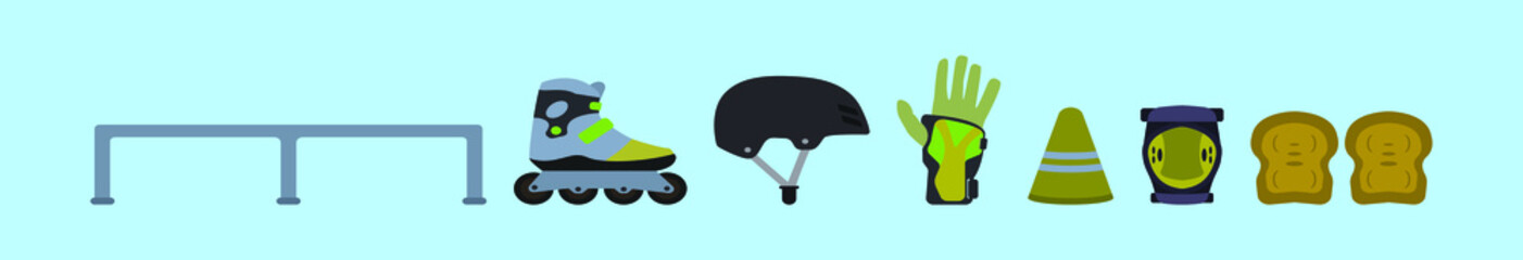 set of roller blade cartoon icon design template with various models. vector illustration isolated on blue background