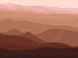 Fototapeta na wymiar Vector illustration of beautiful sand color. landscape of mountains and flat style. pastel colors.