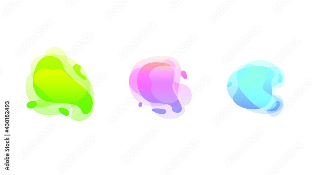 Poster abstract set liquid color collection geometric shapes fluid gradient dynamic elements banner logo ve