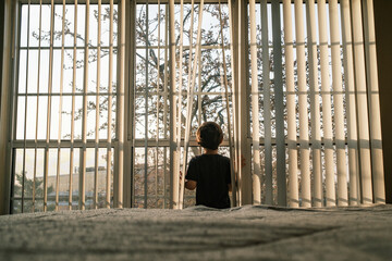 silhouette of a person in the window