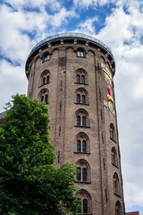 Rundetaarn (Round Tower, 1642) in central Copenhagen, Denmark. Round Tower - part of Trinitatis...