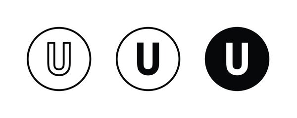 U letter logo, Letter u icons button, vector, sign, symbol, illustration, editable stroke, flat design style isolated on white - obrazy, fototapety, plakaty