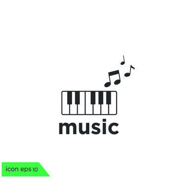 piano icon vector music symbol logo template