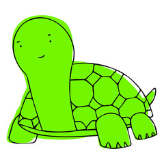 Vector illustration with turtle in doodle style. A turtle that you can paint