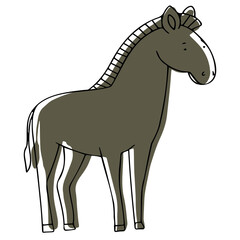 Vector image with a horse in the style of doodle. Horse for coloring.
