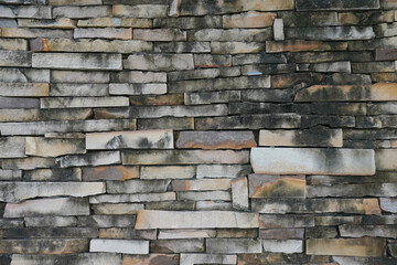 Rock stone natural color brick wall texture for background.   