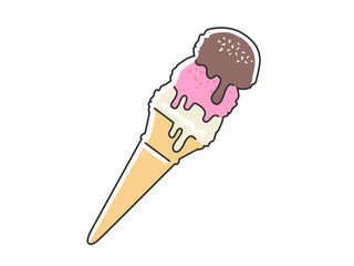 三段のアイスクリームのイラスト