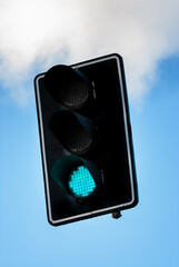 Traffic light with green light to go.