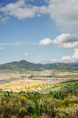 landscape with mountains and blue sky