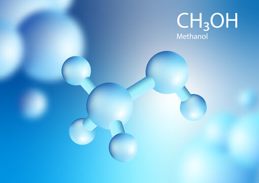 CH3OH methanol, Blue 3D shape of Methane is a chemical compound with the chemical formula Floating in the air. 3d illustration chemistry. Vector.	