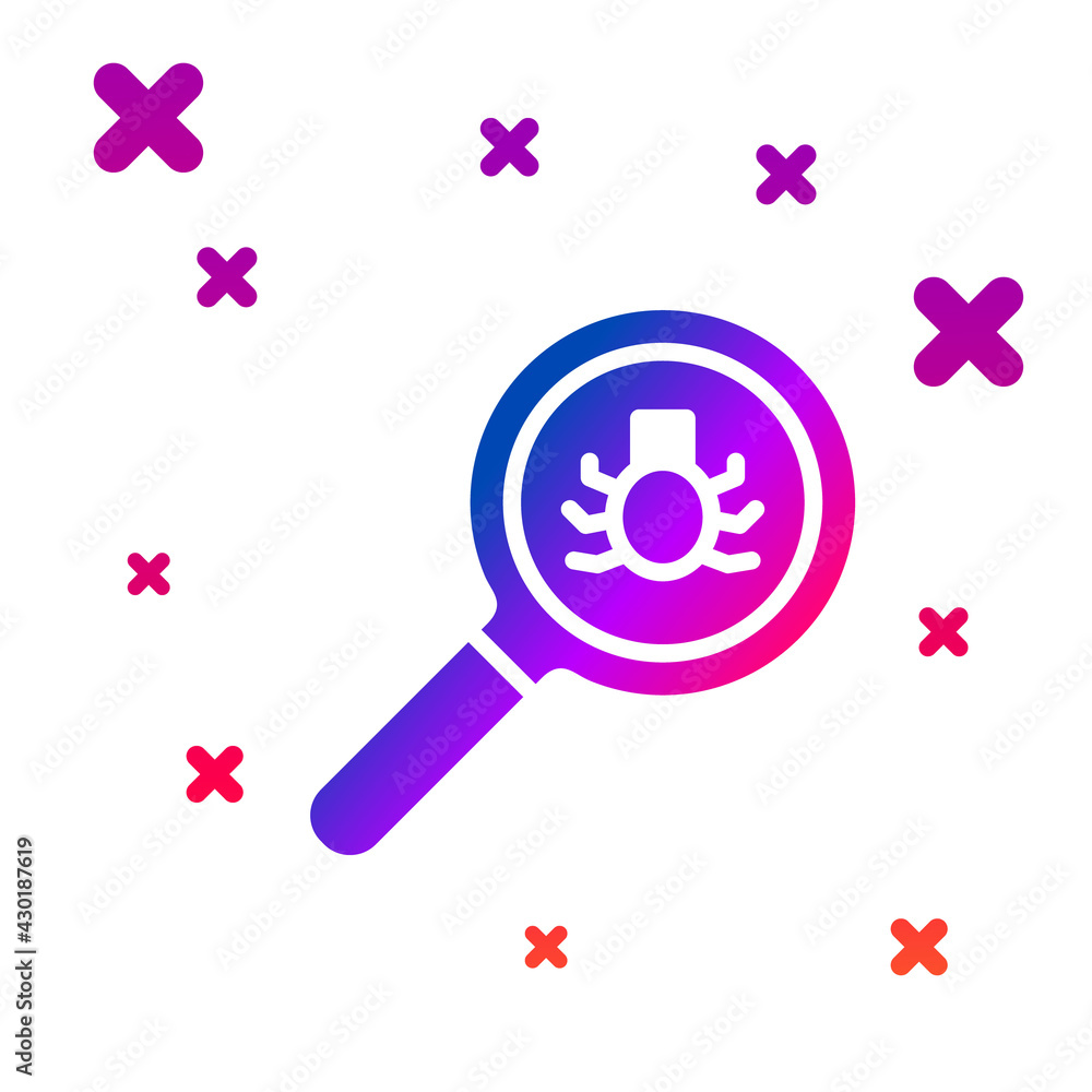 Poster color flea search icon isolated on white background. gradient random dynamic shapes. vector