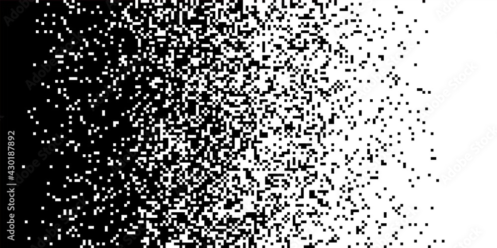 Poster black fading pixel square modern abstract background pattern horizontal isolated on white