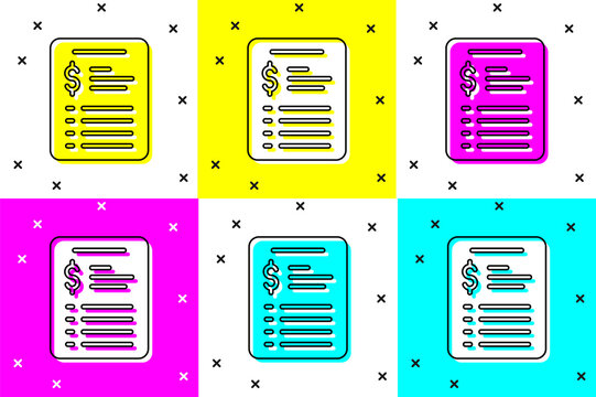 Set Grooming salon price list icon isolated on color background. Vector