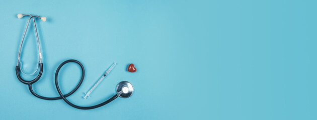 Phonendoscope on a blue background. Medical background