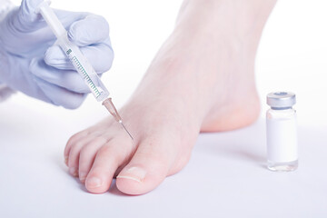 Injection made in the foot