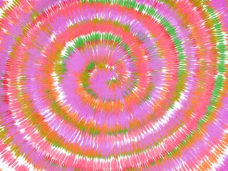 Fabric Tie Dye Striped Pattern Ink Background Bohemian Spiral. Hippie Dye Drawn Tiedye Swirl...