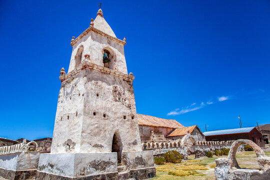 Old church in the village of Isluga, Andean altiplano, Chile