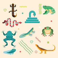 Obraz premium nine cute amphibians