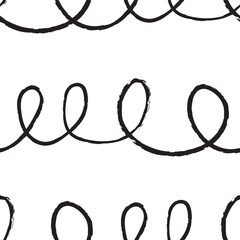 Seamless pattern with loops, squiggles textured. Vector background