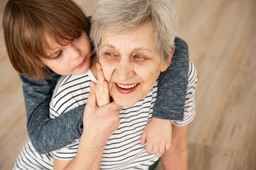 Grandmother and grandson spend time together.