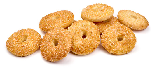 Homemade shortbread cookies, close-up, isolated on white background. High resolution image