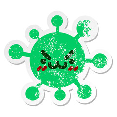 cute angry cat virus distressed sticker