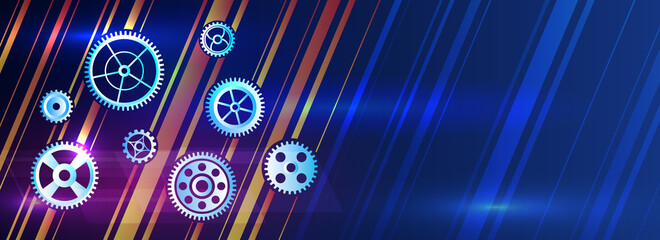 Technology cogwheels modern background. Abstract futuristic mechanism industrial concept. Hi-tech digital gears vector illustration.